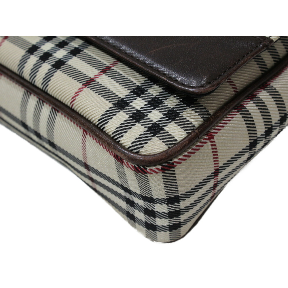 BURBERRY Leather Shoulder Bag Beige Tan Dark Brown Black Check - Picture 5 of 7